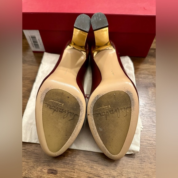 Salvatore Ferragamo Tamina 100 Acm. Bordeaux Calf (burgundy) heels shoes pumps - Picture 6 of 7